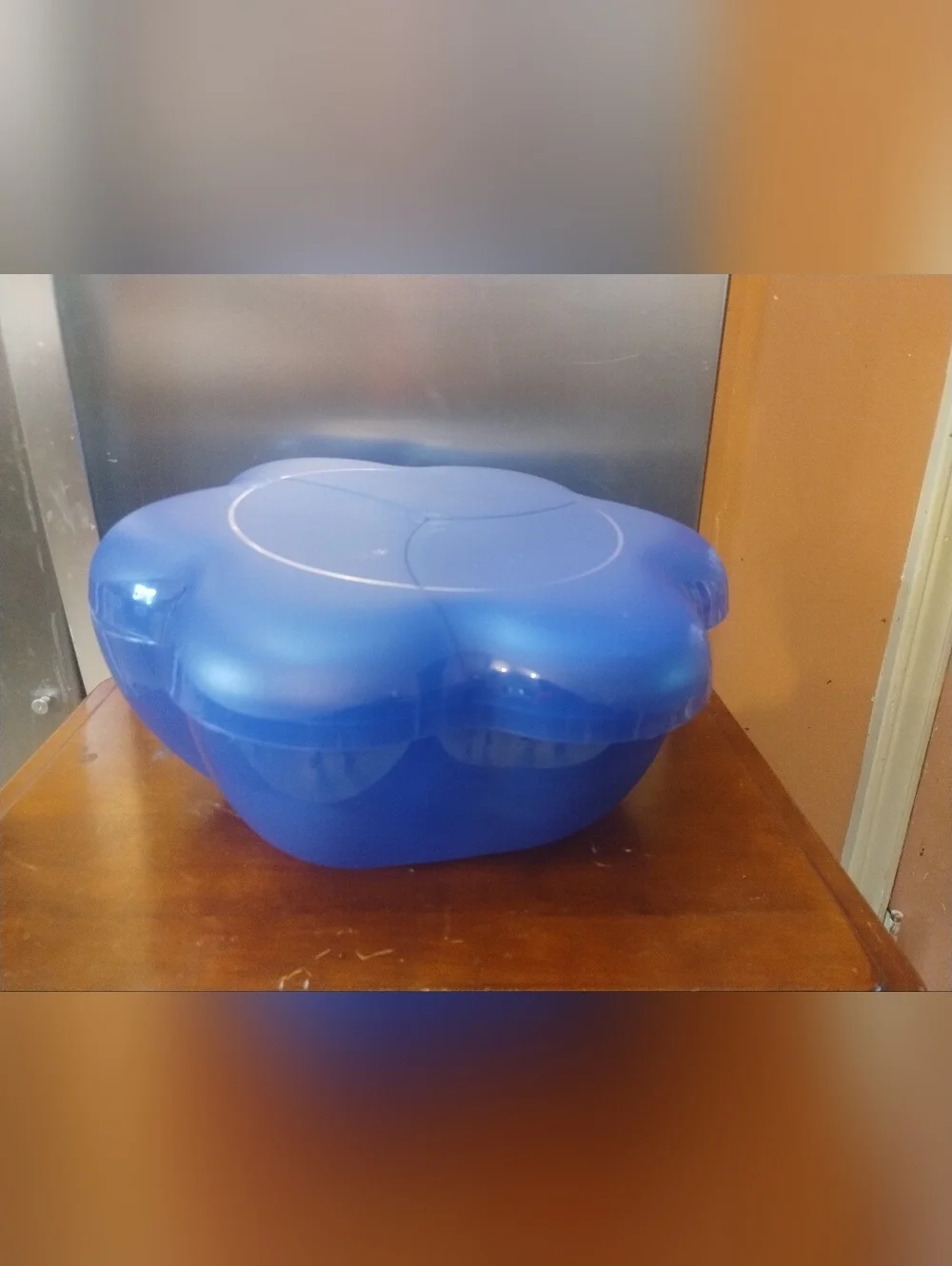 New Tupperware Divided Serving Tray Set w/ Lids Blue Snack Organizer Party Platt